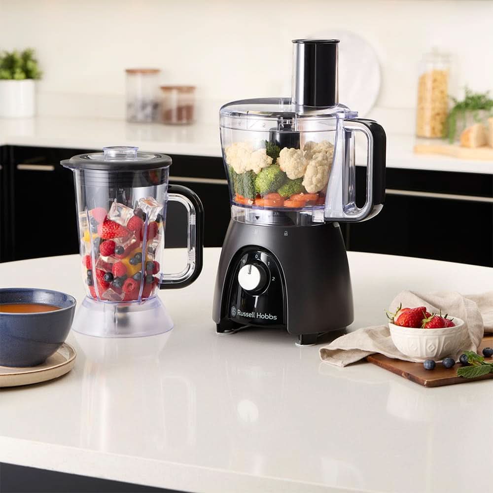 Russell Hobbs Robot de Cocina [Batidora/Picadora de Verduras/Batidora de Mesa/Picadora/Batidora] Robot de Cocina (Amasar, Mezclar y Cortar), Carbón Mate Cocina Naty Shop