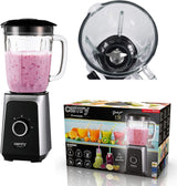 CR 4077 Batidora con base con vaso de cristal de 1,5 l, batidora, batidora alta, Mahlung, Eis-Zerkleinerung, Pulsfunktion, Edelstahlklingen, 2 Geschwindigkeiten, 1000W, Schwarz/Silber Kitchen Naty Shop
