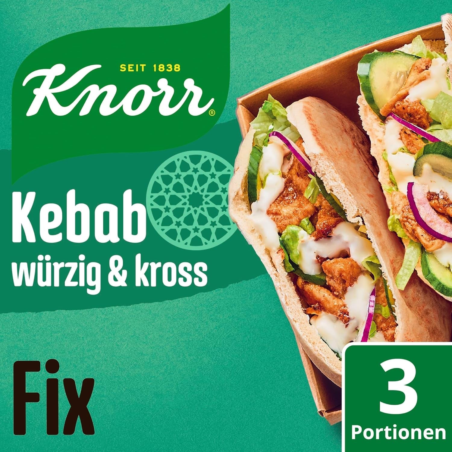 Knorr Fix Kebab para un würzig und krosses Hähnchen Gericht ohne geschmacksverstärkende Zusatzstoffe 3 porciones