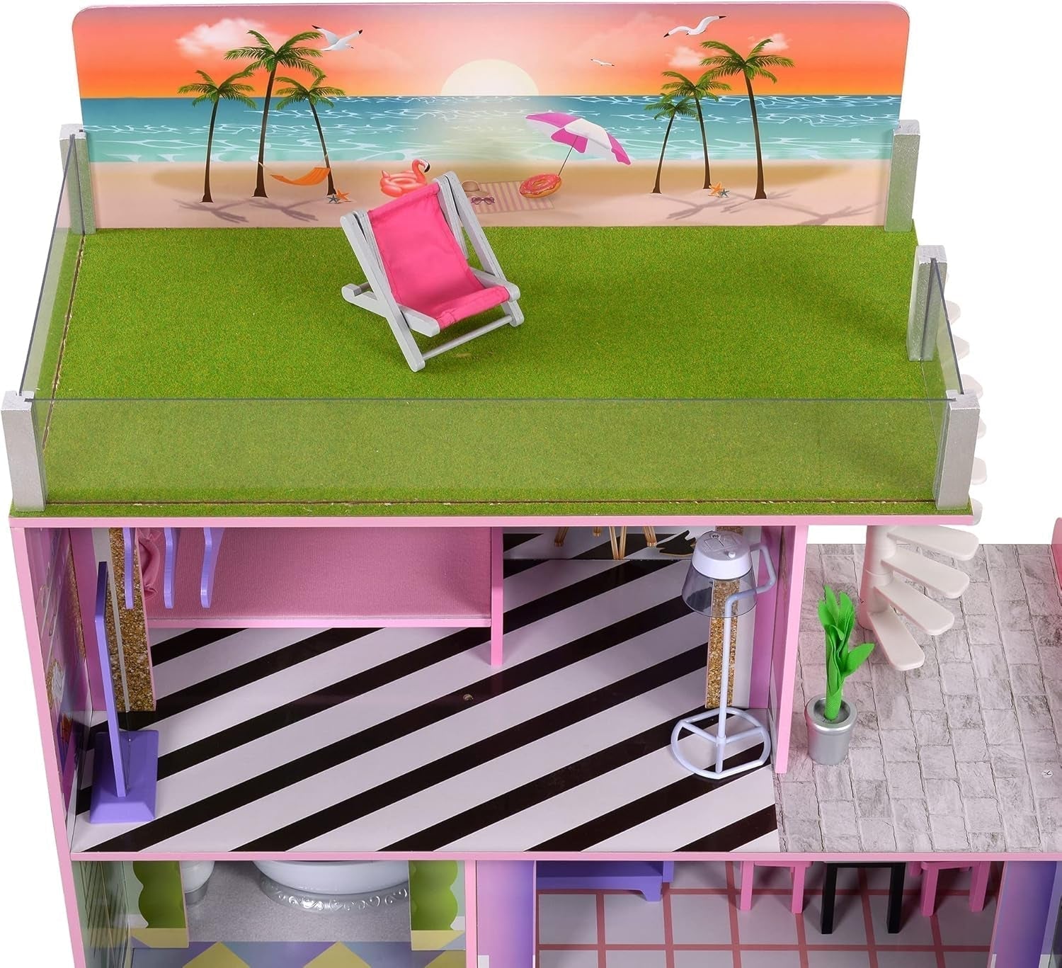 Olivia's Little World Big Dreamland Sunset Casa de Muñecas de Madera Interactiva para Niños Contemporánea 3 Pisos con 16 Muebles para Muñecas Accesorios Multi TD-13616A Casas de Muñecas Naty Shop