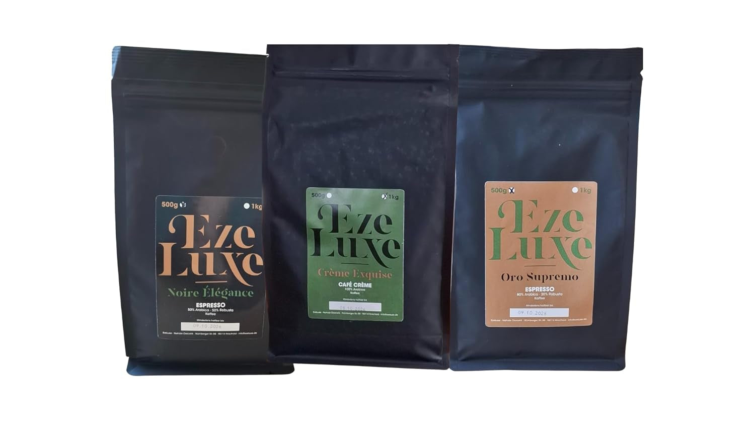 Café Espresso Noire Elegance 500 g – 50% Arábica y 50% Robusta de Brasil e India – tostado medio, fuerte y cremoso con chocolate negro – intensidad 8 – incl. máquina de café expreso gratis