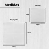 Paquete de 300 servilletas de papel de cóctel blancas + servilletero de acero inoxidable con textura de micropuntos, absorbente grueso, 10 x 10 cm, plegados juntos