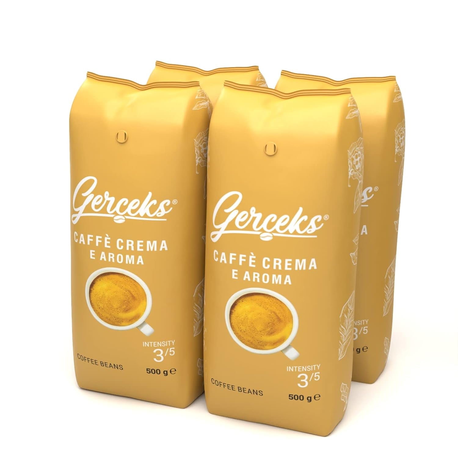 Caffe Crema E Aroma Kaffeebohnen 2kg (4x500g), Barista Kaffee schokoladig und säurearm, Espressobohnen kräftig, Bohnenkaffee mit Arabica und Robusta, fine Crema, ideal für Milchkaffee
