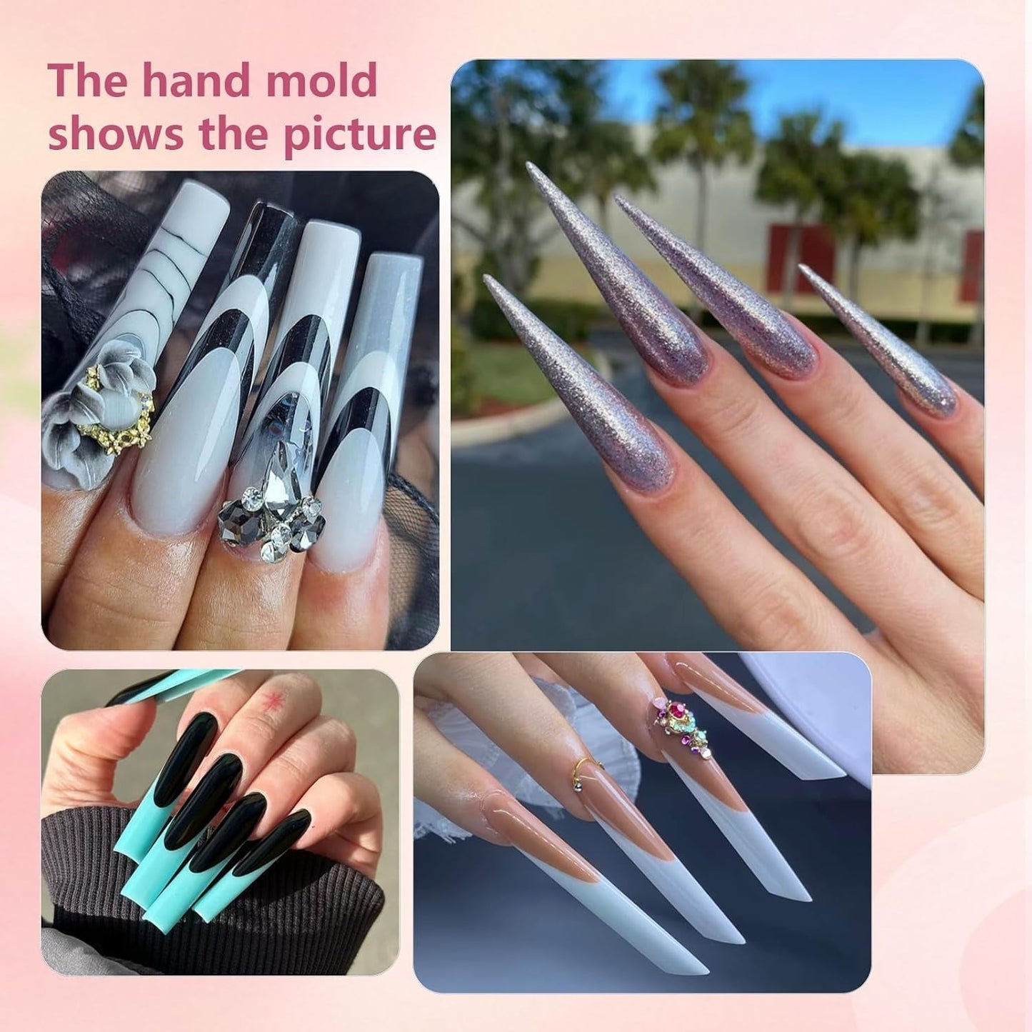 Juego de 288 formas de uñas duales, juego de decoración de uñas de doble forma, 12 formas de extensión de uñas, formas de uñas de gel, adecuado para principiantes y manicuristas