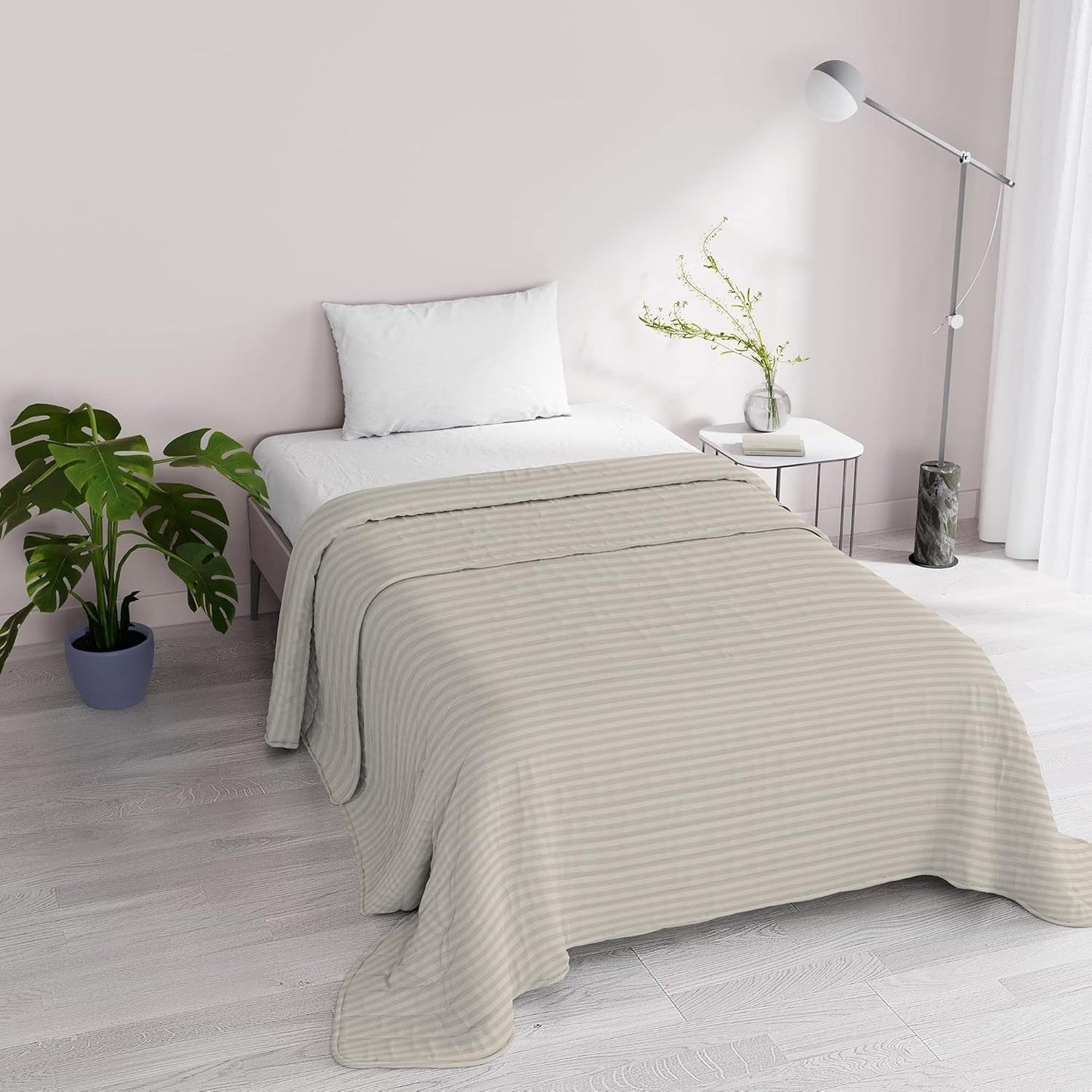 Edredón de verano Satin Stripes, poliéster, crema, 260X250 Cm Edredones y edredones Naty Shop Tórtola 170X250 Cm