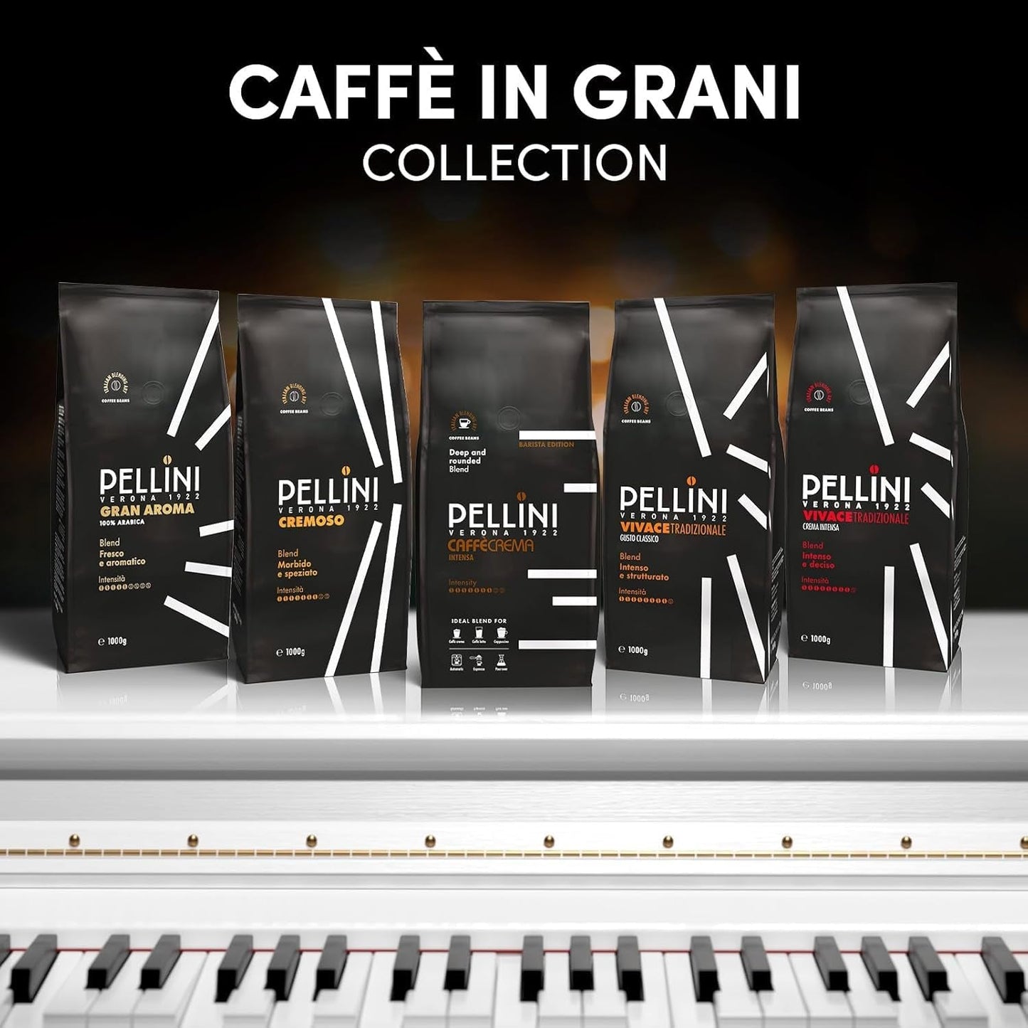 Pellini N.82 Vivace, Kaffeebohnen für Espresso 1 kg, Arábica- y Robusta-Mischung mit Kräftigem und Ausgefungem Gesmack, Mittlere Röstung