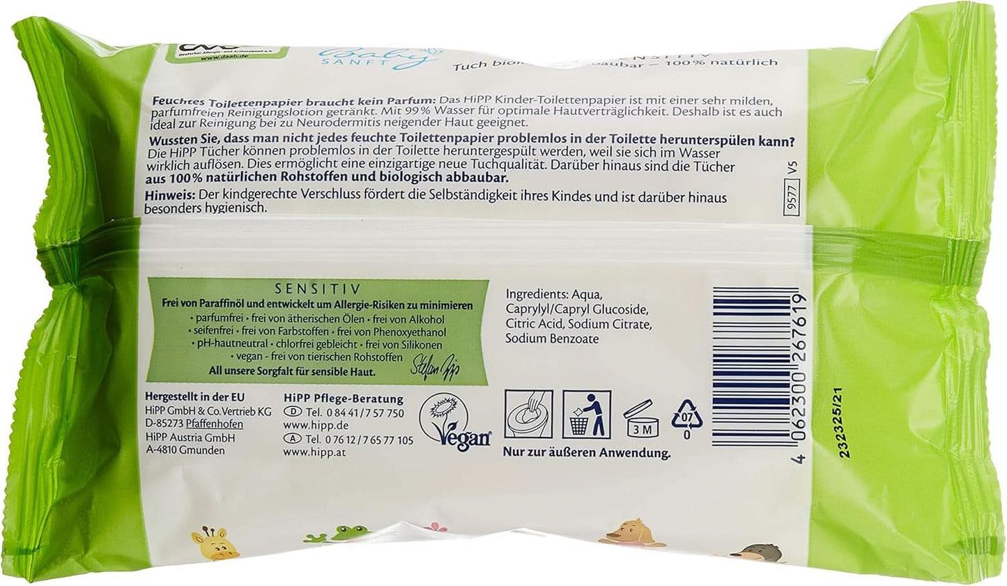 Papel higiénico Hipp Babysanft Feuchtes Kinder, paquete de 6 unidades (6 x 50 unidades) Naty Shop