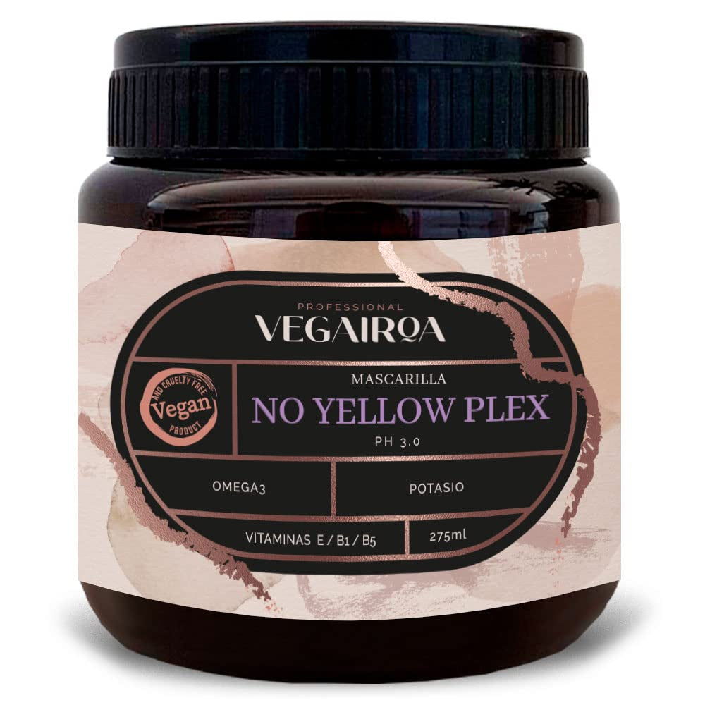 VEGAIROA - No Yellow Plex Mask - Mascarilla neutralizante para tonos amarillos y naranjas - Cuidado hidratante - Pigmento morado - Producto capilar vegano profesional - Mascarilla capilar Naty Shop 275g Título predeterminado