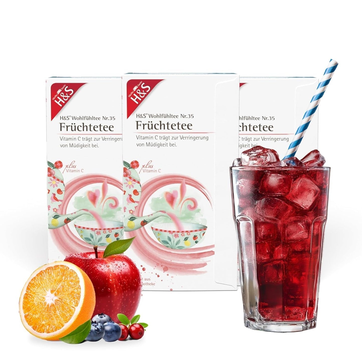 Té de frutas con vitamina C de H&S: mezcla de té de frutas refrescante y sabrosa, 20 x 2,7 g