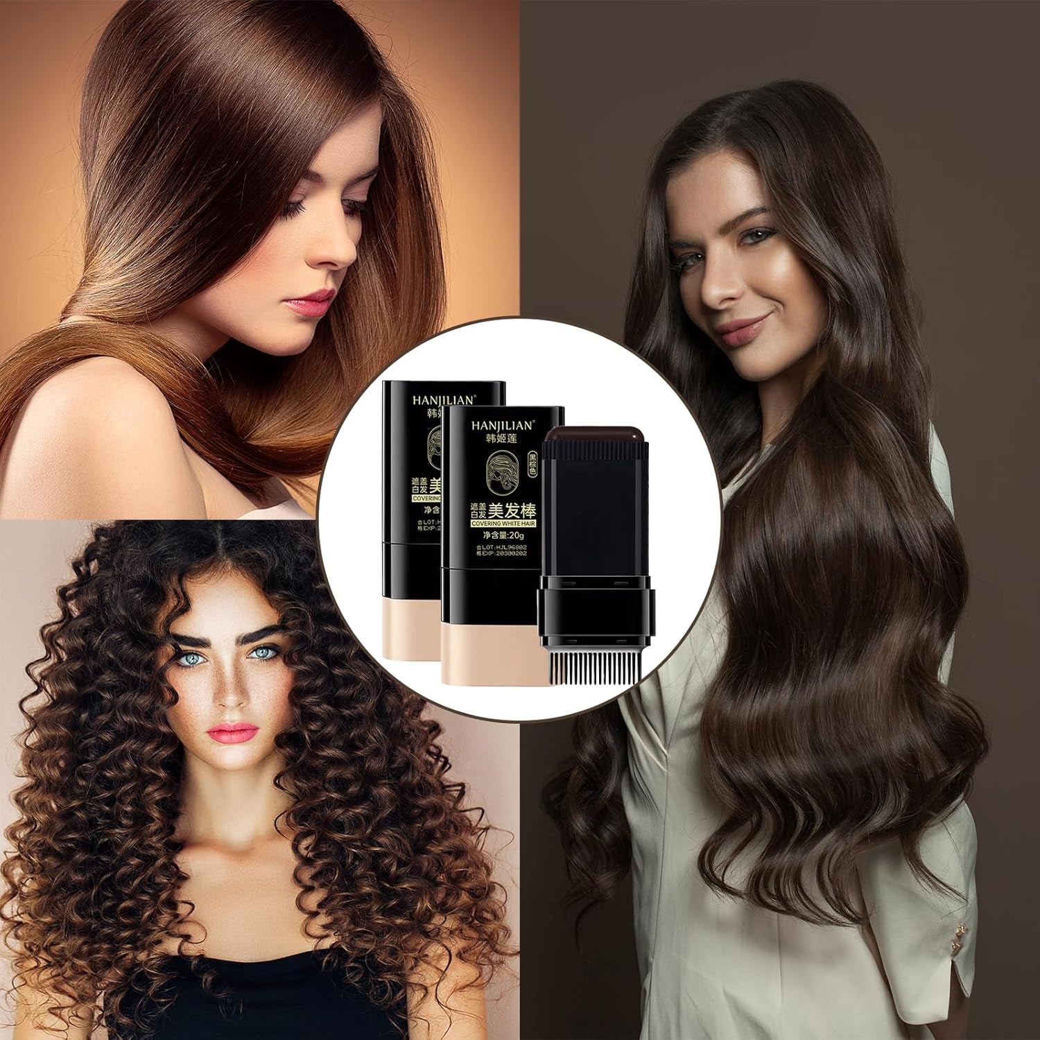 2 Piezas de Polvo de Rayita Marrón Oscuro, Polvo de Rayita, Corrector de Rayita, Lápices de Color de Cabello con Peine, Herramienta para Cobertura de Cabello Gris para Mujeres y Hombres (40 g, Marrón Oscuro) Naty Shop Tinte para el Cabello