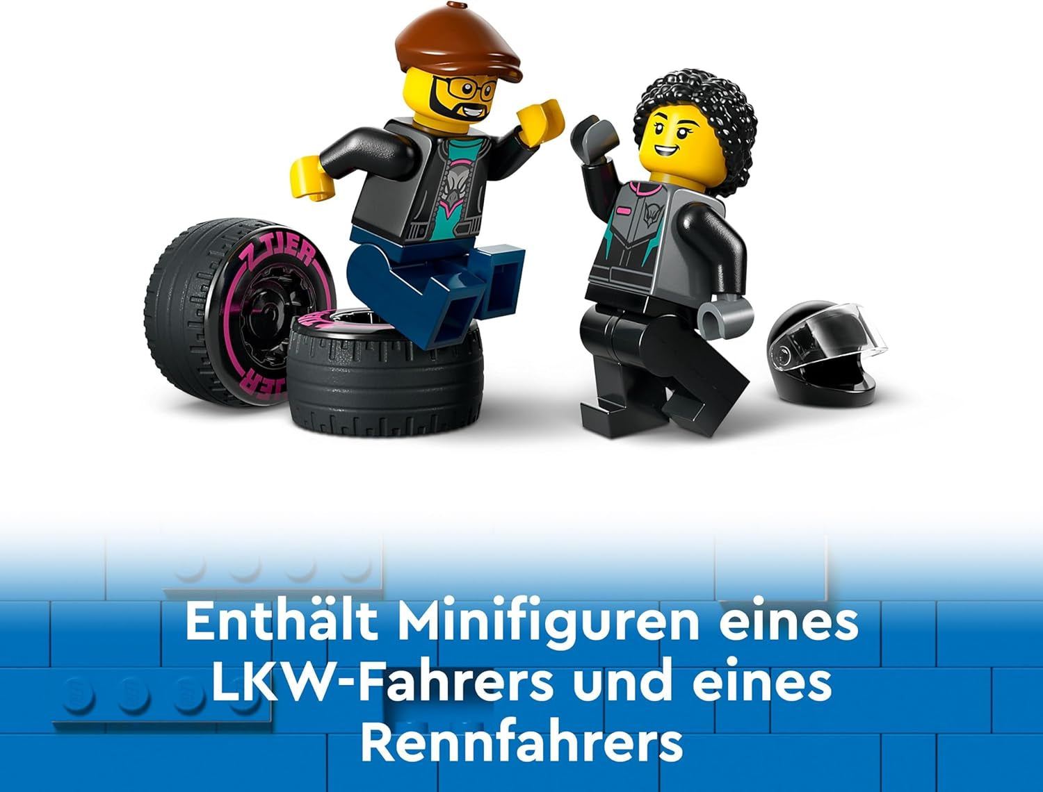 LEGO City Car Transporter con coche de carreras, camión de juguete con rampa de carga ajustable y coche de carreras, juego de construcción con 2 minifiguras, piloto de carreras y conductor de camión, para niños a partir de 6 años 60406 Juegos de construcción Besuche den LEGO-Store