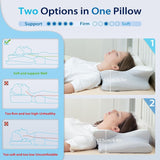 HOMCA Almohada para el cuello, almohada ergonómica de espuma viscoelástica, funda de almohada de enfriamiento 3D para posición supina, lateral o prona, 62 x 41 x 9,5/12,5 cm Almohadas ortopédicas cervicales Naty Shop
