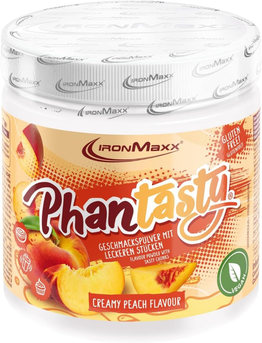Ironmaxx Phantasty - Melocotón Cremoso Dosis 250G | Vegan Geschmackspulver Mit Echten Frucht- Oder Nussstückchen | Perfekter Zuckerersatz Edulcorantes Naty Shop 250 G (1Er Pack) Melocotón Cremoso