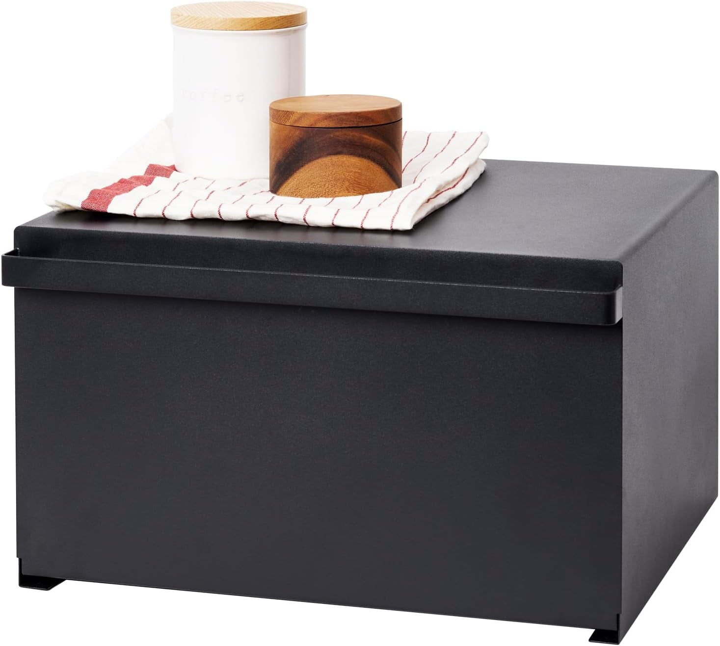 Yamazaki 4352 TOWER Panera Acero Blanco Minimalista 40 x 34,5 x 24 cm Cajas para almacenar Alimentos Naty Shop Negro Talla única