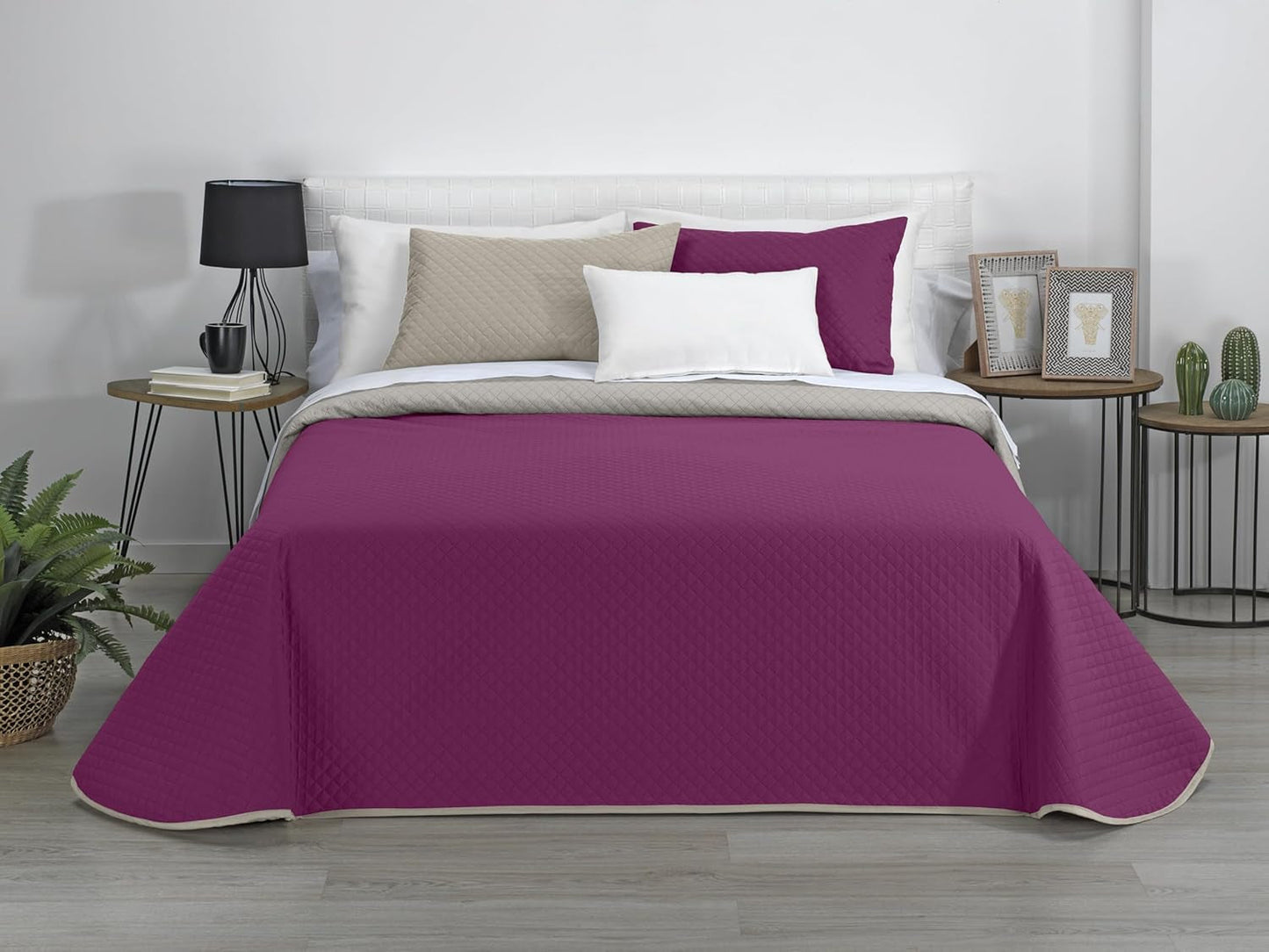 AVA | Edredón Reversible | Para todas las estaciones | Color - Gris/Fucsia | Para Cama 180 Cm. (270 X 270 Cm. Ancho X Alto) | Edredón acolchado Edredones y colchas Naty Tienda Título predeterminado