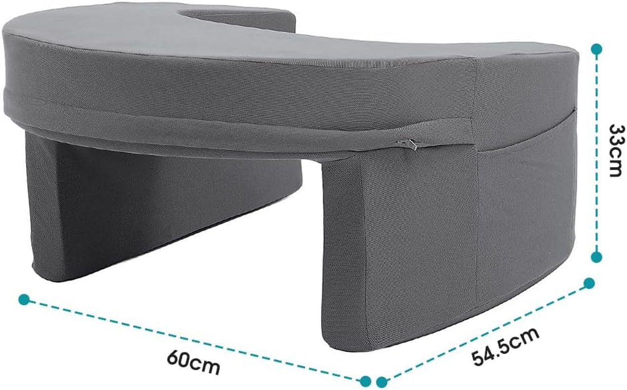 Almohada de lectura para cama y sofá, almohada para juegos, almohada para computadora portátil, almohada para juegos con brazos y bolsillo lateral, para adultos jugando, leyendo, viendo televisión, jugando en el sofá