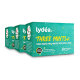 Lydea Three Mints+ Té de hierbas orgánico con tres surtidos de menta, manzana y hierbas, 60 pirámides, paquete de 3 [3 x 20 pirámides]