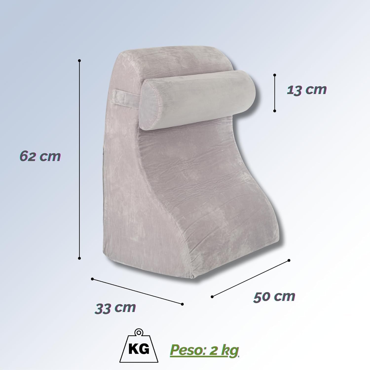 Almohada de lectura de espuma viscoelástica | Almohada de respaldo ergonómica y cuña para cama, sofá y sofá | Almohada ortopédica de apoyo para dolores y tensiones de espalda.
