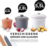 Olla para ajos Römertopf Olla fresca hecha de arcilla natural para una larga vida útil de alimentos como el ajo Ø 12,5 cm blanco Cajas de almacenamiento de alimentos Naty Shop