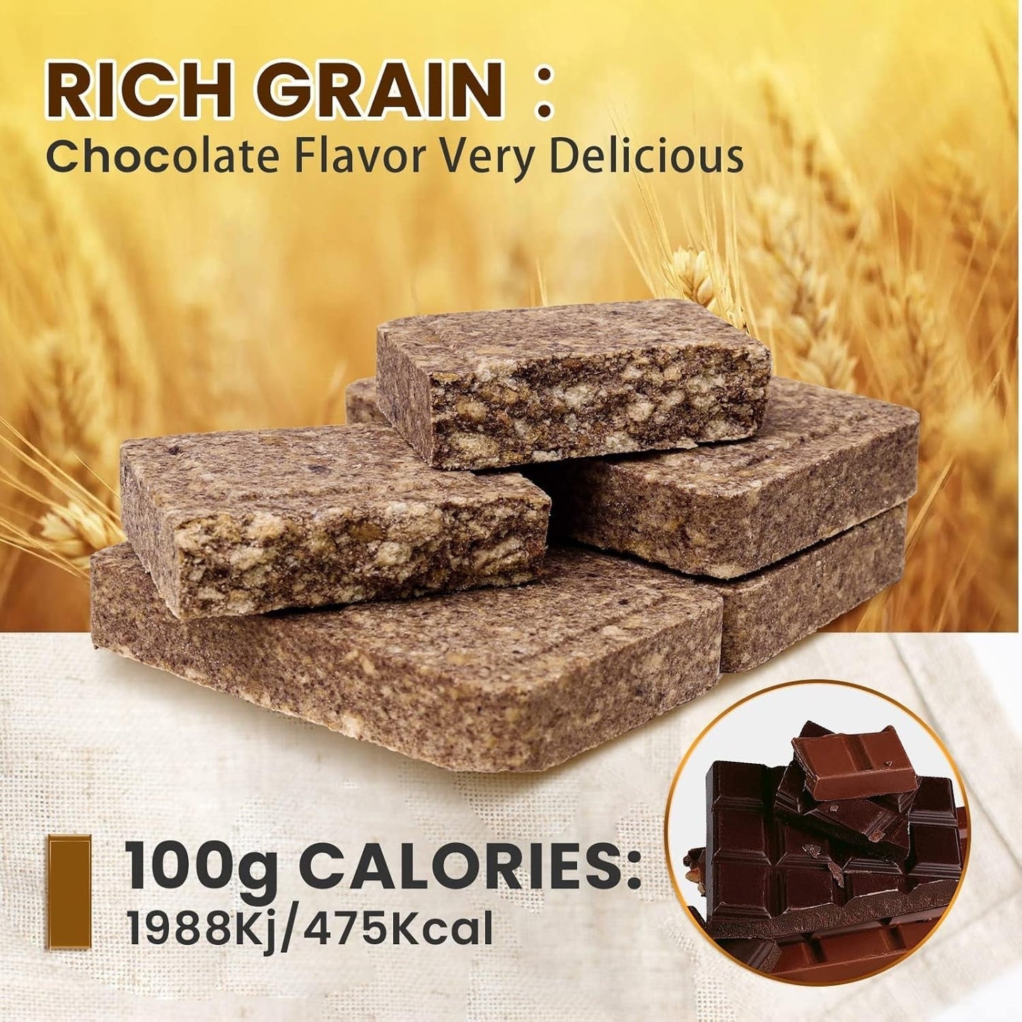 Barras de Emergencia Tabletas de Supervivencia con Sabor a Chocolate para Actividades al Aire Libre Camping Emergencia Ventisca Terremoto Desastre Kit de preparación de Larga Vida 12 Piezas