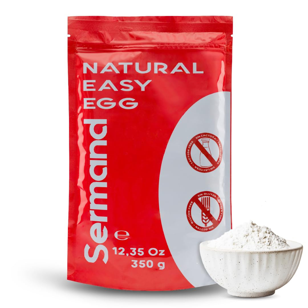 Eiweißpulver für Baiser (350 g) | Pasteurisiertes Eiklar | Getrocknetes Eiweiß | Sin lactosa Sin gluten | En wiederverschließbarem Zip-Beutel