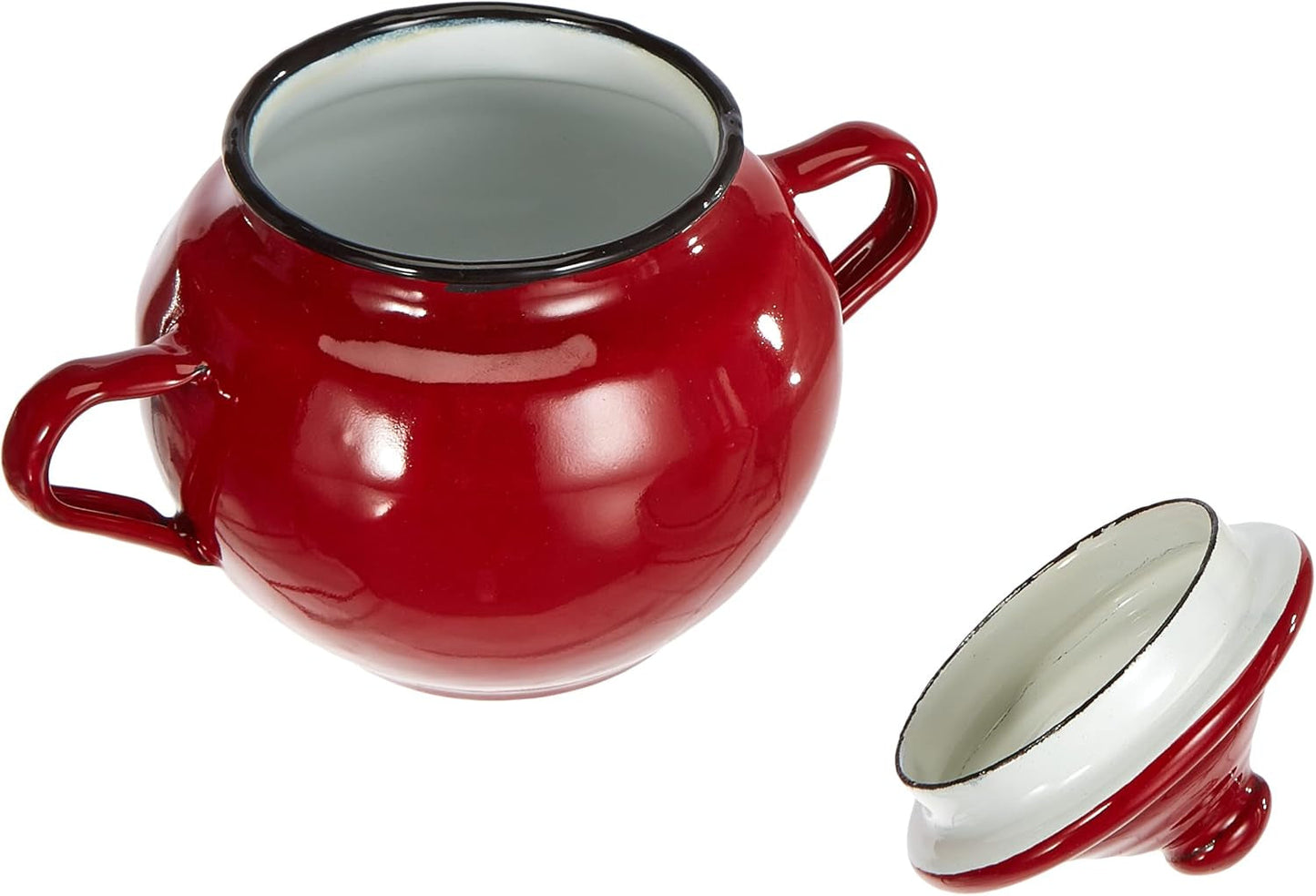 Tarro Roja con tapa, 0,5 l, acero esmaltado en rojo, 10 x 10 x 20 cm, 2 piezas