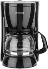 Cafetera de filtro grueso con jarra de cristal KA 12.17 | 0,6 litros para 4 tazas de café | 600 vatios | Negro - Acero inoxidable