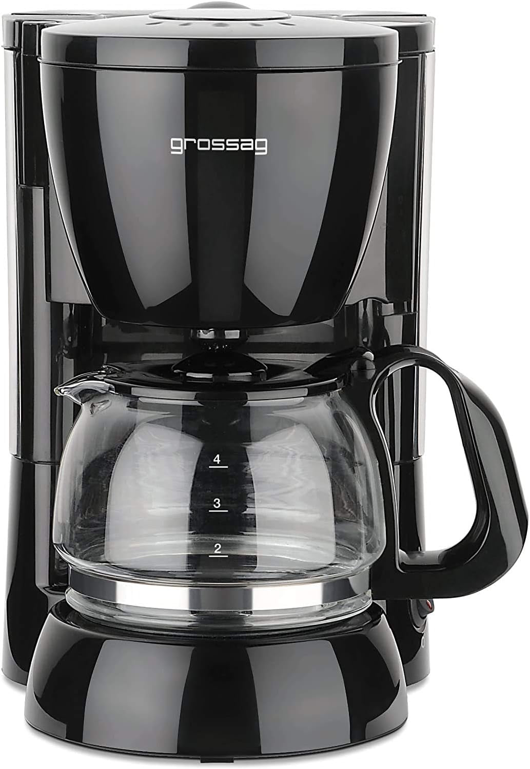 Cafetera de filtro grueso con jarra de cristal KA 12.17 | 0,6 litros para 4 tazas de café | 600 vatios | Negro - Acero inoxidable