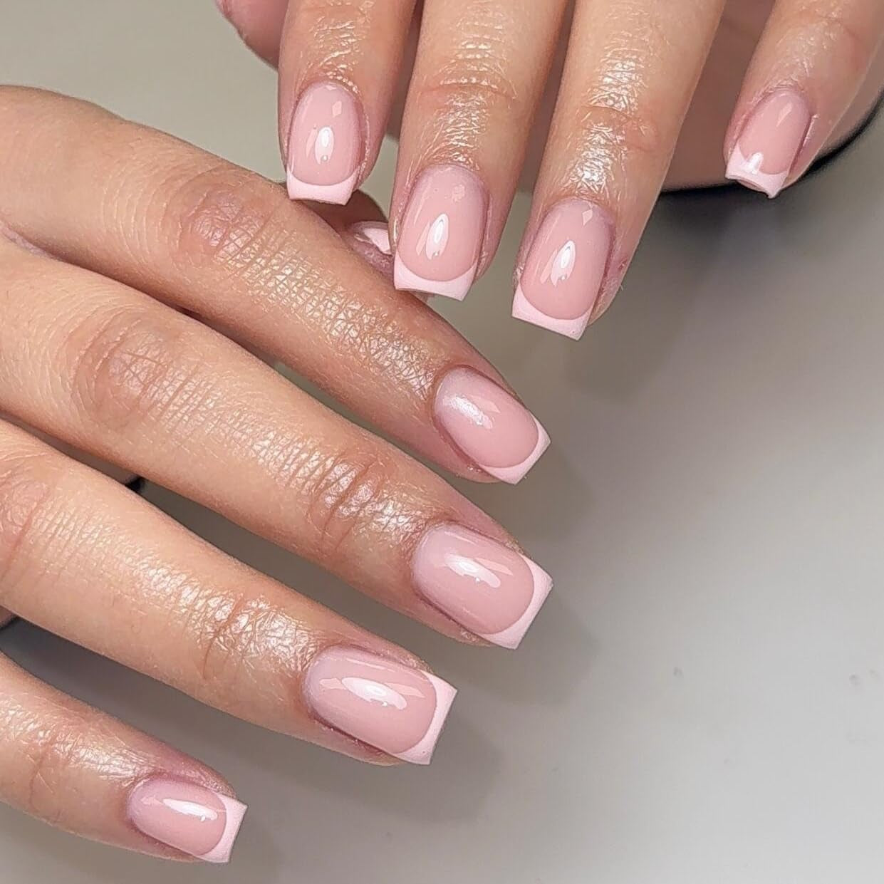 Puntas francesas largas, pegamento con purpurina dorada en uñas cuadradas largas, juego de uñas postizas con punta francesa y purpurina, uñas artificiales cuadradas para mujer, 24 Uds.
