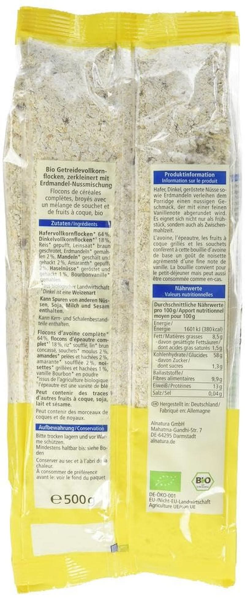 Base de avena y espelta ecológica para PORRIDGE, 500 gramos Naty Shop Cereales
