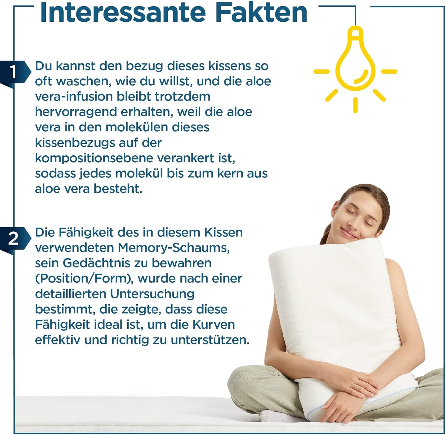 ORTHOVERSE almohada ortopédica - almohada de apoyo para el cuello, almohada para dormir, almohada, almohada viscoelástica, almohada, almohada para el dolor de cuello - ajustable en altura, funda de aloe vera, ayuda médica Naty Shop Almohadas ortopédicas cervicales