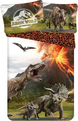 Ropa de cama para niños, películas y dibujos animados, reversible, algodón Ropa de cama - infantil Naty Shop Verde (Jurassic), Marrón Gris (Jurassic)