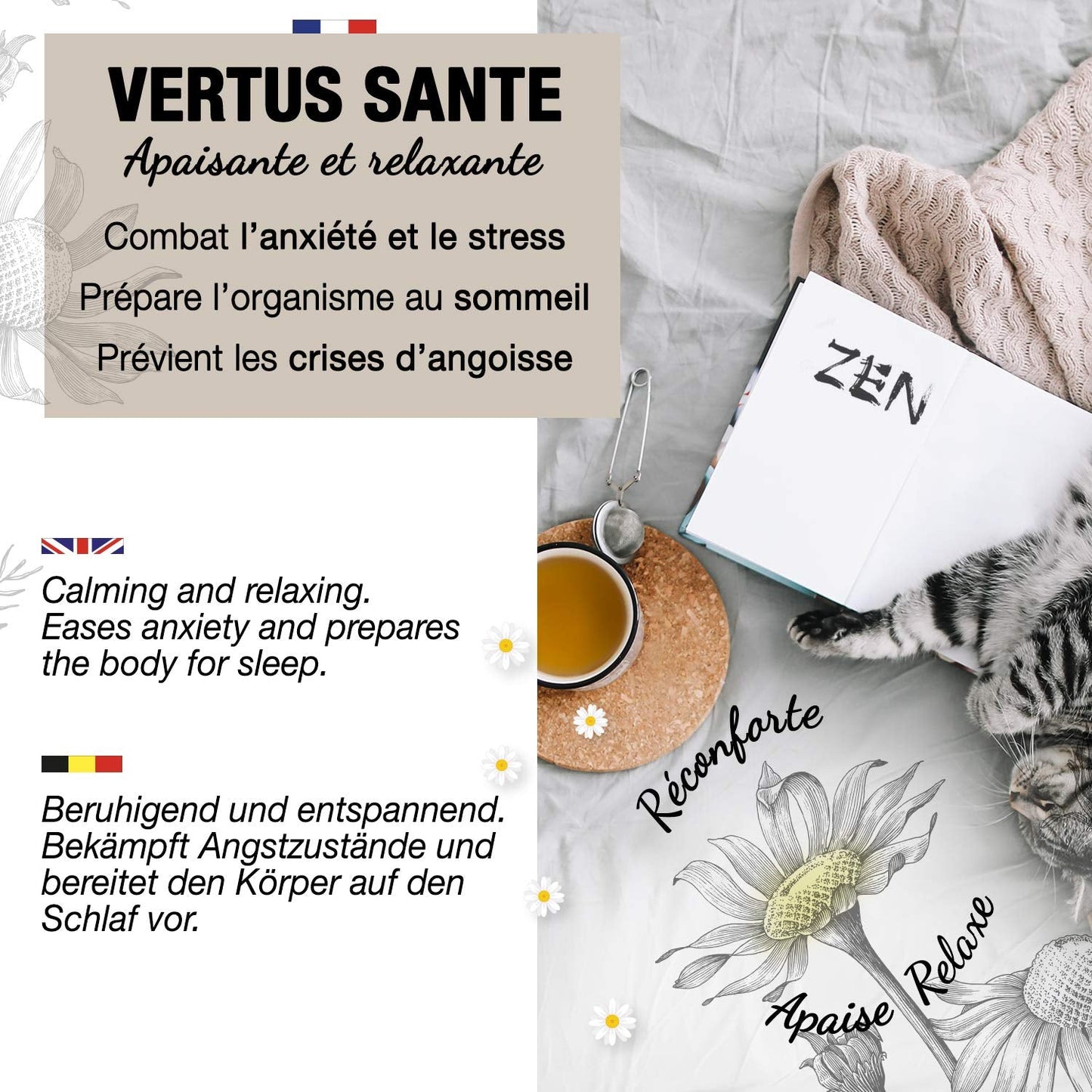 ORIGEENS Té de Flores de Manzanilla Bio de Europa, 100 g | Té de hojas sueltas, té orgánico para el sueño y la digestión | Manzanilla alemana | Certificado y empaquetado en Alemania.