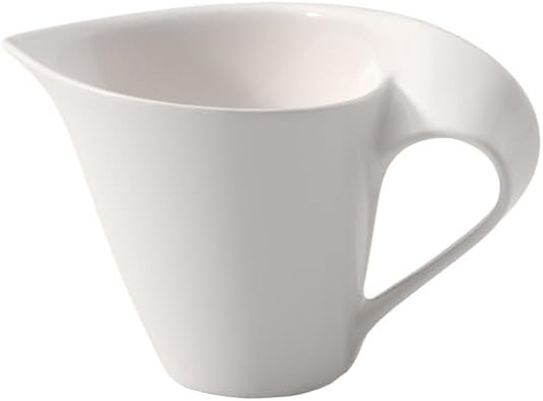 Villeroy & Boch NewWave Jarra de leche, cartón de leche con asa curvada, porcelana de primera calidad, apta para lavavajillas y microondas, blanco, 200 ml