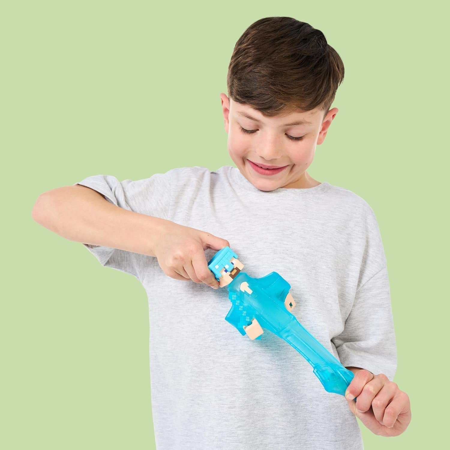 Heroes of Goo Jit Zu - Figura expandible de Minecraft - Steve con armadura y espada de diamantes, relleno pegajoso súper elástico con elemento de diamante oculto en el interior, se expande a figuras de acción de 3 tamaños Naty Shop