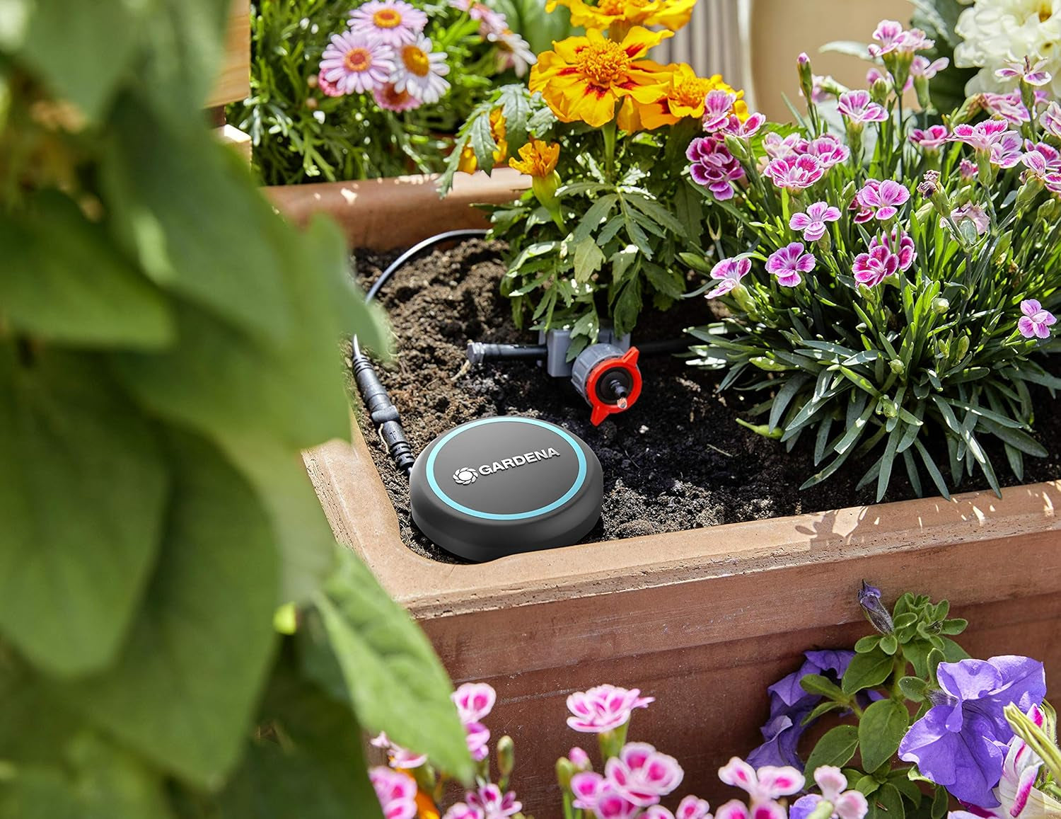 Cable de extensión Gardena (10 m) para sensor de lluvia y sensor de humedad del suelo, cable de conexión con sistema Easy Click, extensible hasta 105 m, para uso sobre y bajo tierra (01868-20)