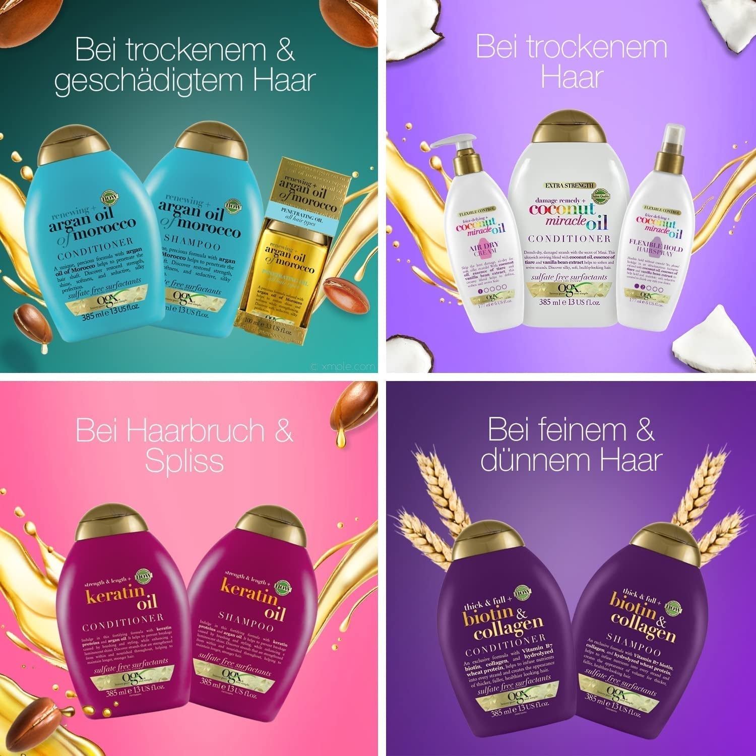 OGX Coconut Miracle Oil Conditioner, Acondicionador hidratante para el cuidado del cabello con aceite de coco, 385 ml OGX Hair Care