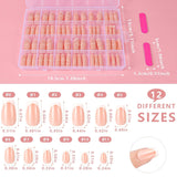 360 Piezas de Uñas Artificiales Francesas Uñas Postizas Rectángulo Mediano con Lima de Uñas Postizas Puntas Naturales DIY Presione para Damas y Mujeres