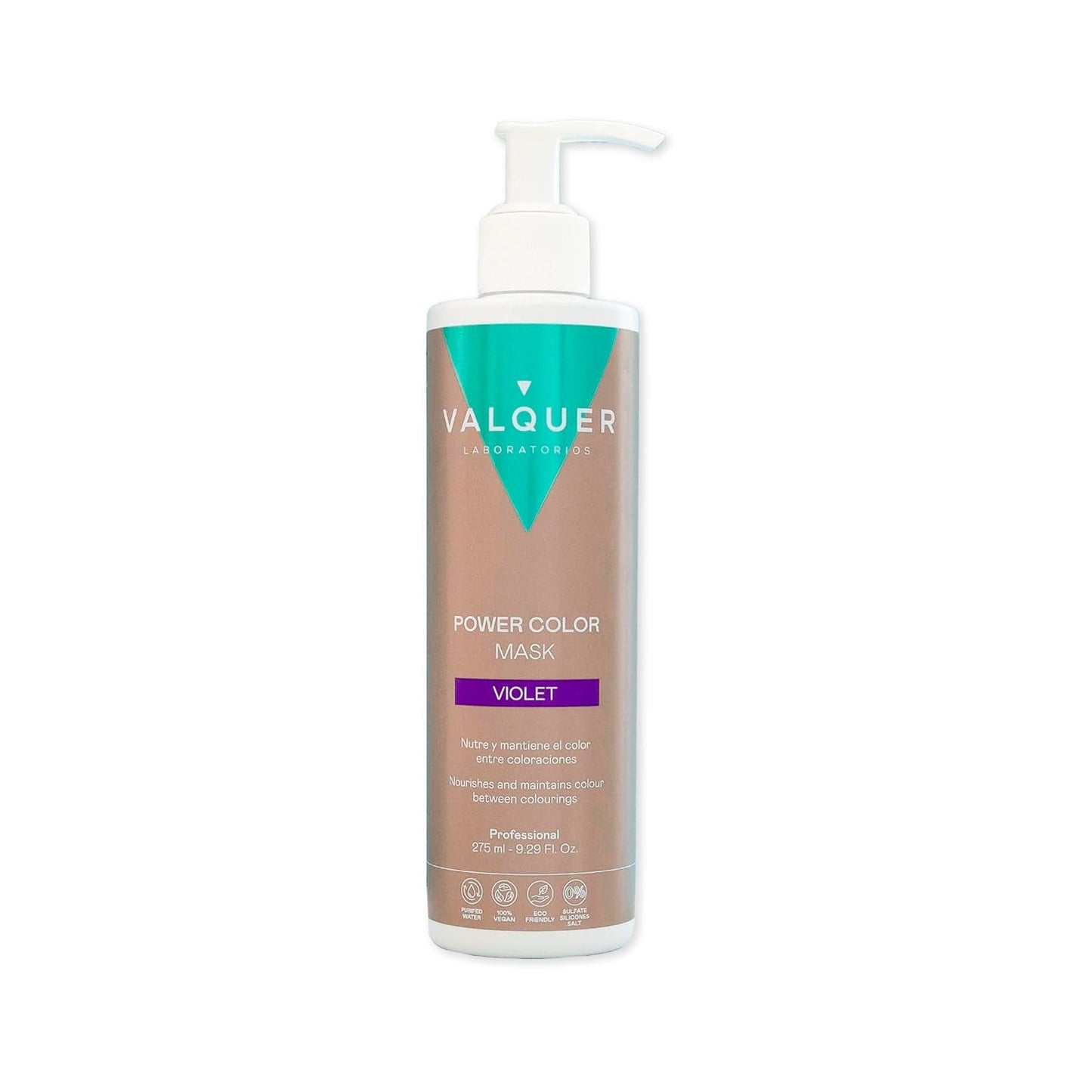 Valquer Power Color Mask formulación vegana y sin siliconas Da color al cabello 290 ml violeta Naty Shop Mascarilla capilar violeta 1 pieza (pack de 1)