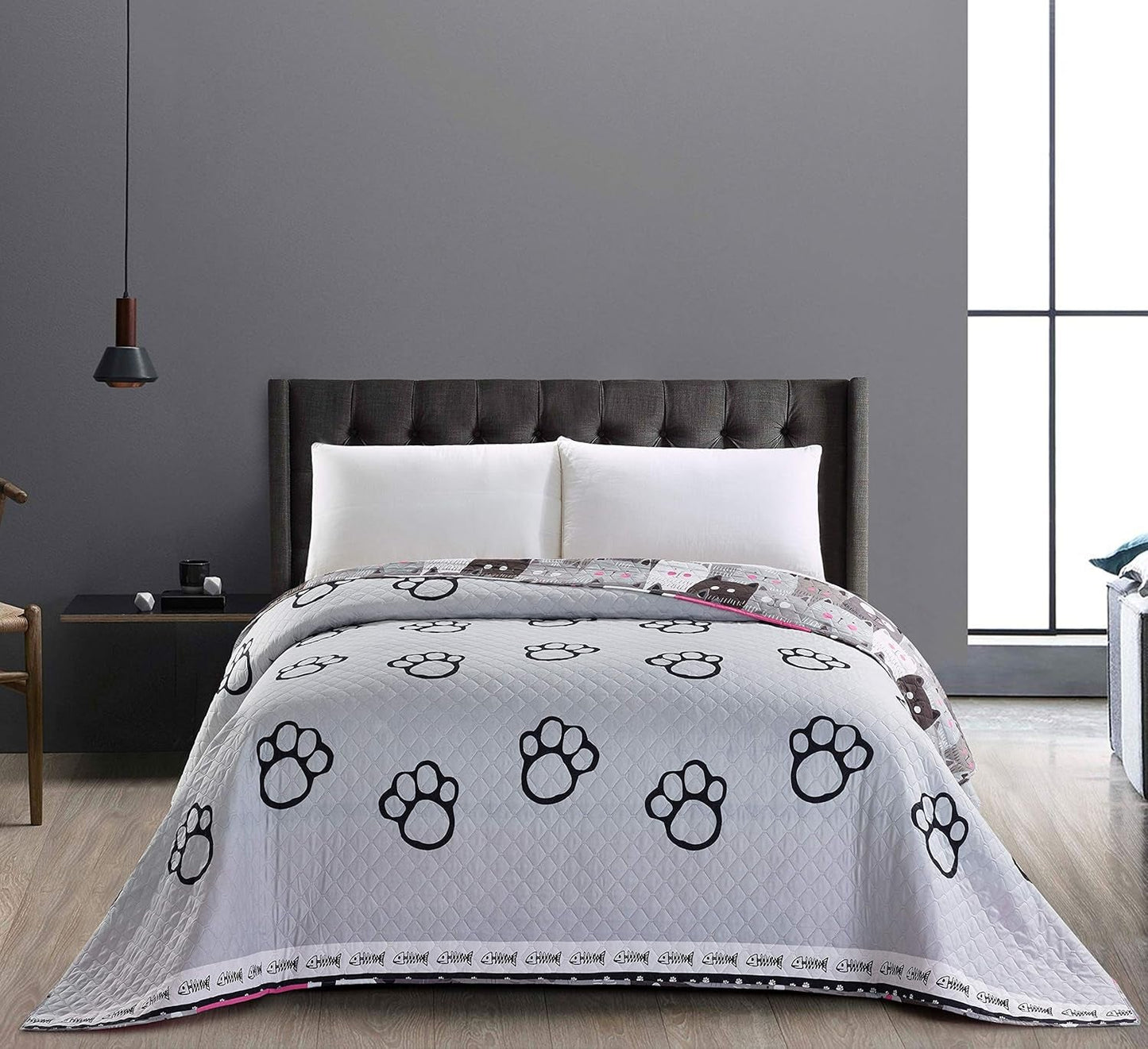 Decoking 32350 Colcha 220X240 Cm Colcha de microfibra de doble cara fácil de mantener Beige Marrón claro Marrón cacao Gris Acero Antracita Grafito Negro Blanco Rosa Gatos Invasión de gatos Camas y mantas Beuche den DecoKing-Store