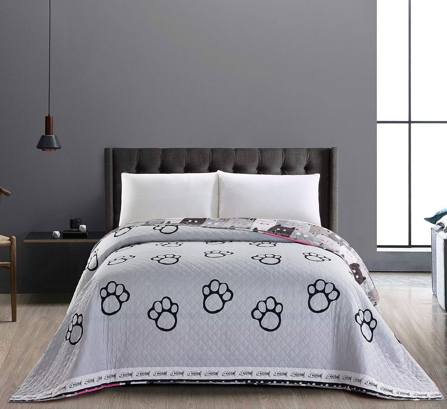 Decoking 32350 Colcha 220X240 Cm Colcha de microfibra de doble cara fácil de mantener Beige Marrón claro Marrón cacao Gris Acero Antracita Grafito Negro Blanco Rosa Gatos Invasión de gatos Camas y mantas Beuche den DecoKing-Store