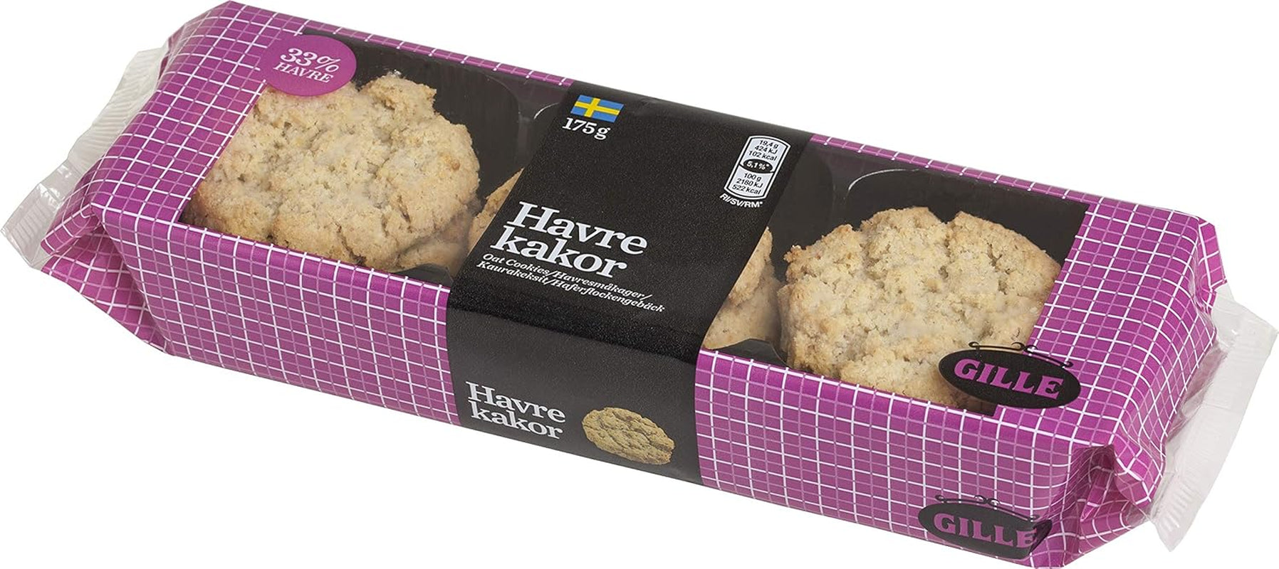 Galletas de avena suecas Gille, 175 g (paquete de 1)