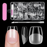 Uñas cortas de cubierta completa, 120 piezas, 12 tamaños, puntas de uñas cortas para uñas de gel, pegamento en uñas artificiales, pegamento en lima de uñas, pulidor de uñas, empujador de cutículas