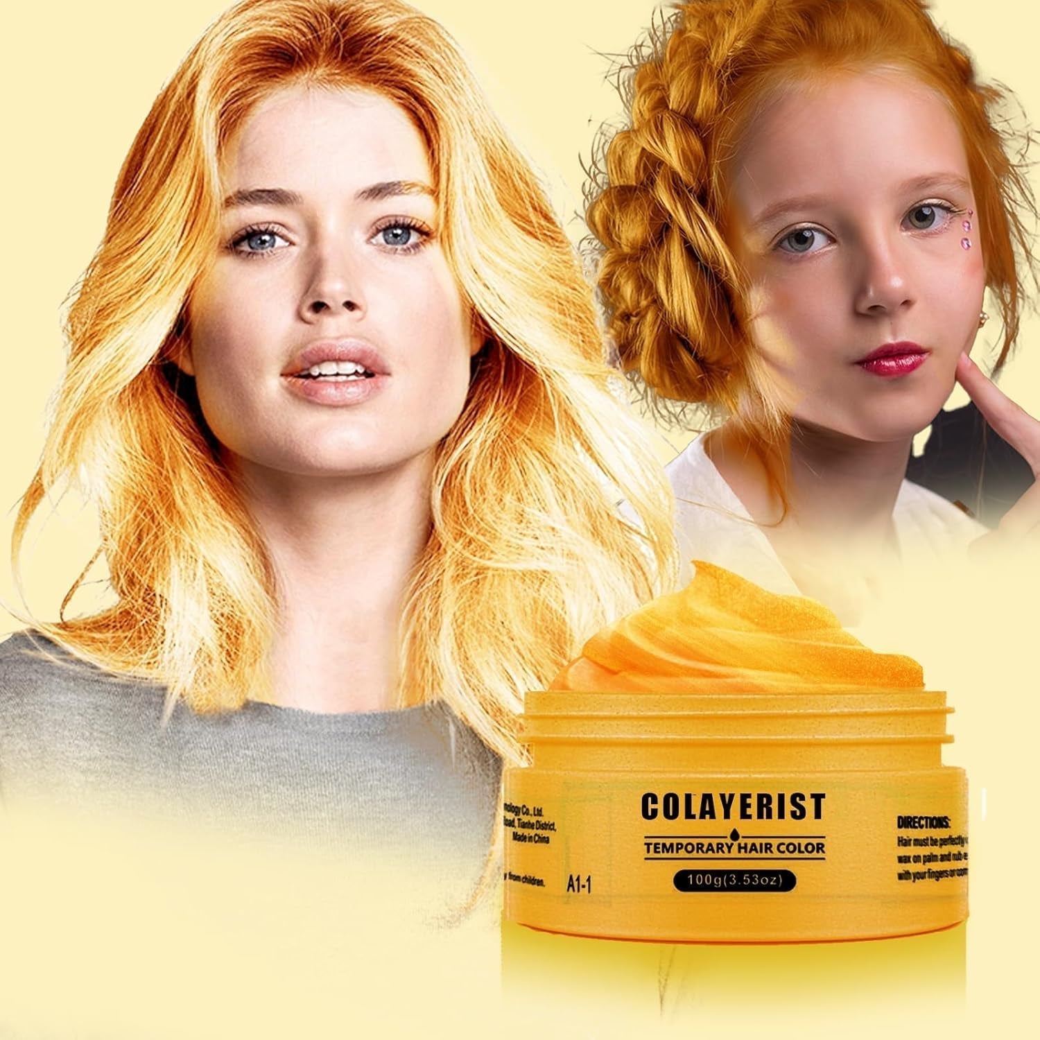COLAYERIST Color de cabello negro lavable temporal Cera de color de cabello para hombres y mujeres Máscara de cabello para fiesta o cosplay Productos de color de cabello sin desorden Tinte para el cabello Naty Shop Gold
