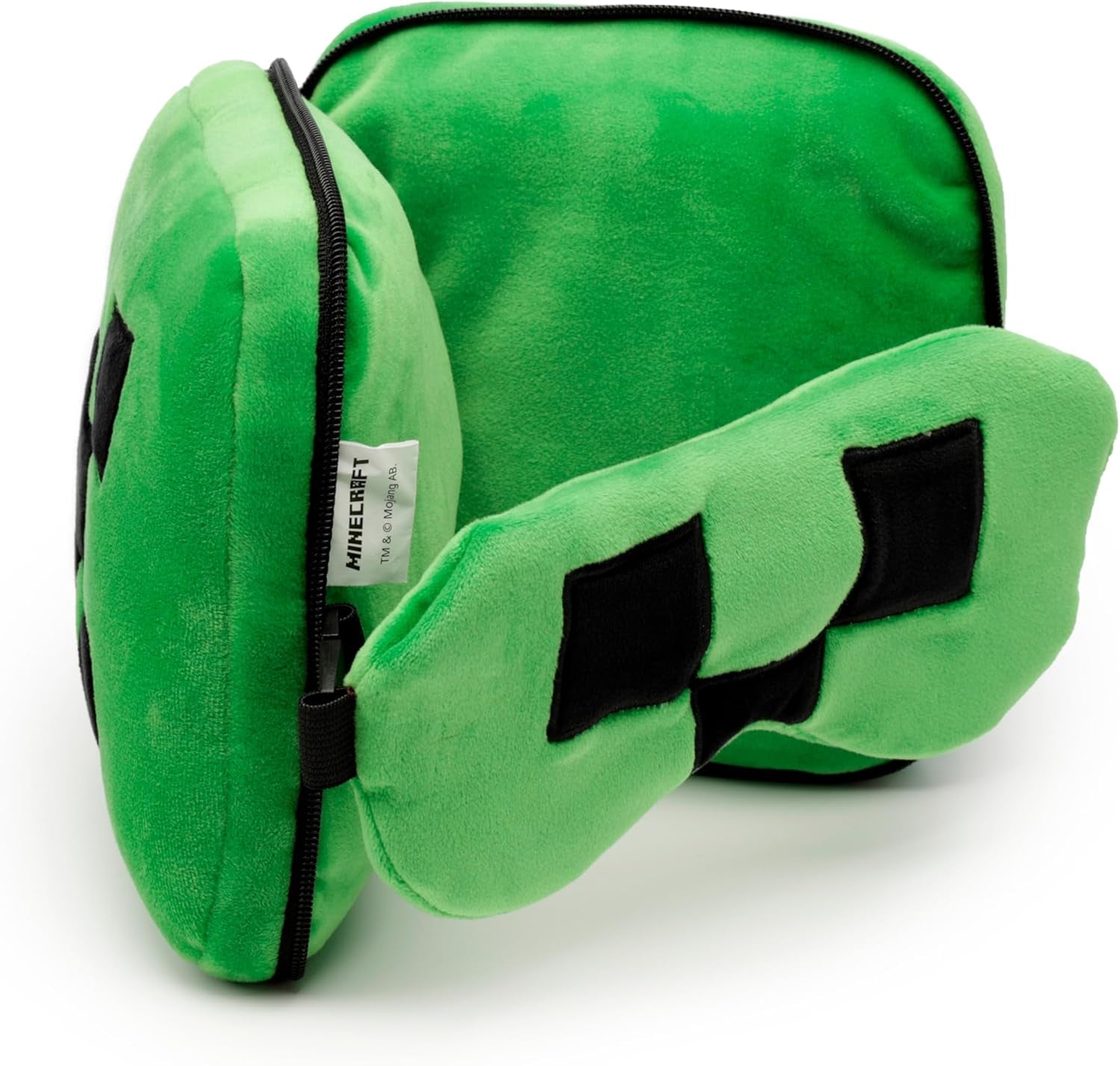 Puckator Relaxeazzz Minecraft Creeper Almohada de Viaje de Felpa y Antifaz Reposacabezas Almohada para Dormir Almohada para el Cuello Almohada de Viaje Antifaz para Dormir Niños y Adultos para Viajes Coche Tren Avión Accesorio Almohadas de Viaje Naty Shop