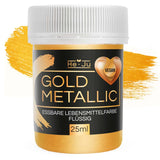 He-Ju Colorante alimentario líquido dorado metálico 25 ml, purpurina comestible para bebidas y alimentos (oro metálico, 25 ml)