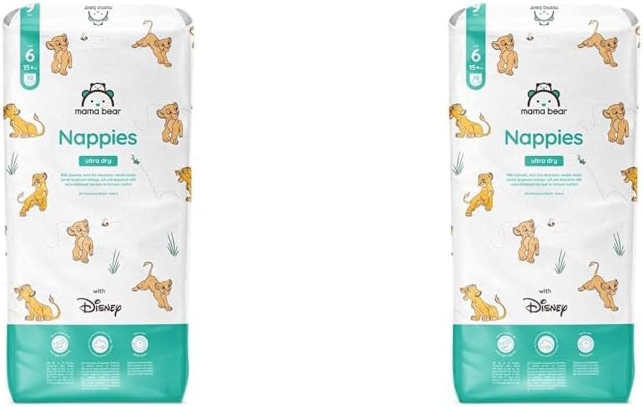 Mama Bear Disney Pañales Ultra Dry Talla 4 (8-14 kg), Blanco, 84 Piezas (1 paquete) Naty Shop Talla 6 (15+ Kg) (2 unidades) Paquete individual