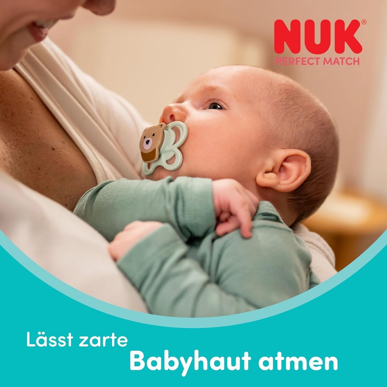 Chupetes NUK Perfect Match Air para bebés | 0-6 meses | Chupetes de ortodoncia que favorecen la circulación del aire y evitan el babeo | 95% de aceptación por parte de los bebés** | Zorro/Oso de peluche | Paquete de 2