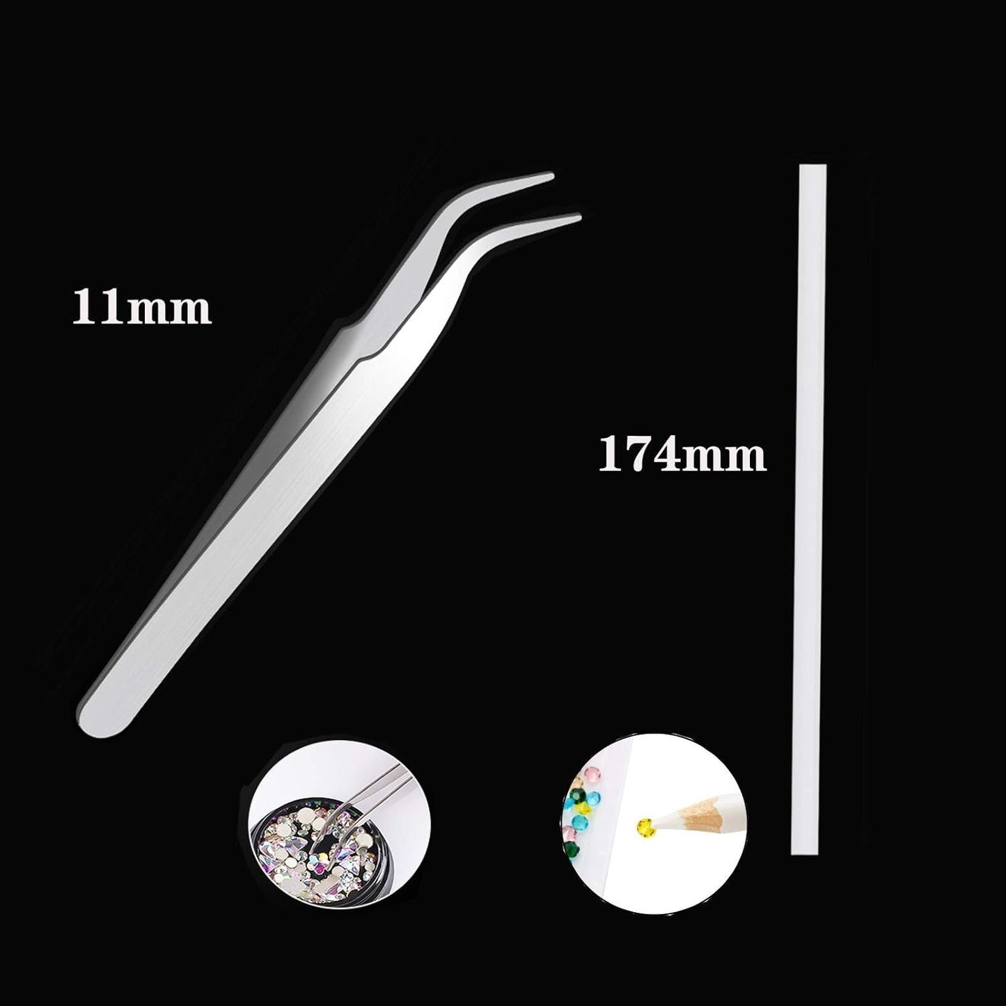 Kit de 10 cajas de diamantes de imitación para uñas, accesorios multifuncionales con 1 pinza, diamantes decorativos, cristales, perlas, gemas, coloridos, mixtos, ojos de caballo, piedras metálicas, para decoración de uñas DIY