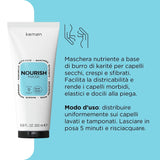 Kemon - Nourish Mask, mascarilla nutritiva para cabello quebradizo, seco y rizado, a base de manteca de karité, favorece el desenredado, para cabello suave, 200 ml Naty Shop Hair Mask